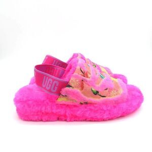 UGG WOMEN'S FLUFF YEAH TIGER FLOWER SLIPPERS IN TAFFY PINK SZ 7